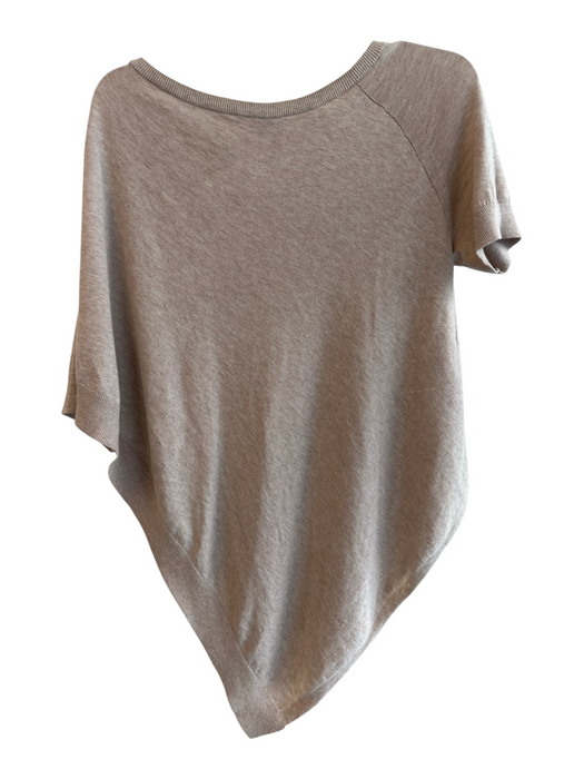 Theory Size Large Light Tan Cotton Short Sleeve Heathered Asymetric Hem Top Light Tan / Large