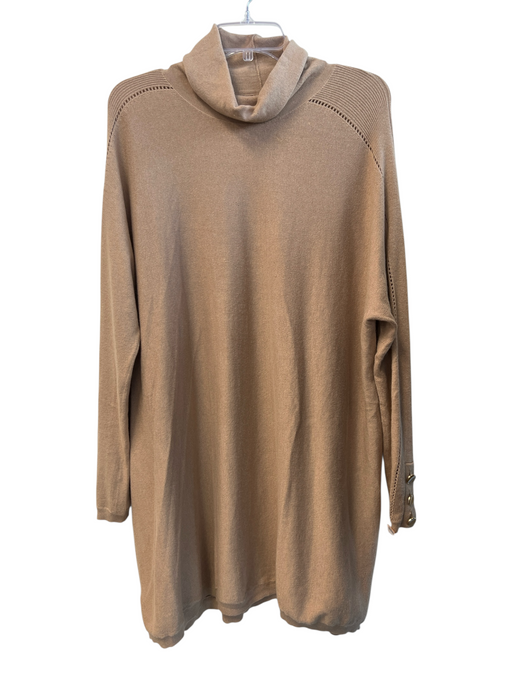 Ted Baker Size Large Tan Cotton Blend Turtle Neck Long Sleeve Dress Tan / Large