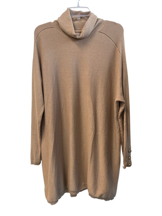 Ted Baker Size Large Tan Cotton Blend Turtle Neck Long Sleeve Dress Tan / Large