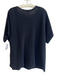 Eileen Fisher Size Large Black Organic Cotton Short Sleeve Wide Neck Top Black / Large