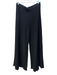 Biana Size Large Black Viscose Blend Stretch Waist Wide Ribbed Wide Leg Pants Black / Large