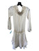 A.L.C. Size 2 White & Gold Silk Smocked Neck Long Sleeve Ruffle Hem Dress White & Gold / 2