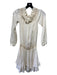 A.L.C. Size 2 White & Gold Silk Smocked Neck Long Sleeve Ruffle Hem Dress White & Gold / 2