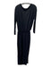 All Saints Size M Black Cotton Long Sleeve Elastic Waist Maxi Round Neck Dress Black / M