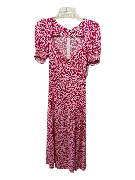 Reformation Size 4 Pink & White Viscose & Rayon Heart Print Leg Slit Panel Dress Pink & White / 4