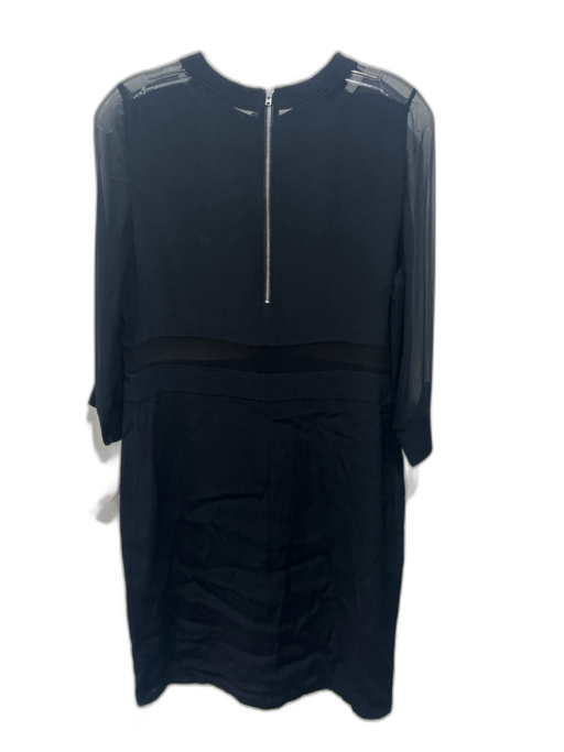 IRO Size 38 Black Rayon Semi Sheer Zip Back Long Sheer Sleeve Above Knee Dress Black / 38