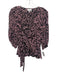 Ganni Size 34 / S Black & Pink Viscose Floral 3/4 puff sleeve Tie Waist Wrap Top Black & Pink / 34 / S