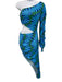 Farm Rio Size S Blue & Green Viscose Floral One Shoulder Assymetric Ruched Dress Blue & Green / S