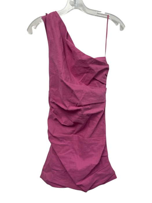 A.L.C. Size s / 4 Pink Linen & Viscose One Shoulder Gathered Side Side Zip Dress Pink / s / 4