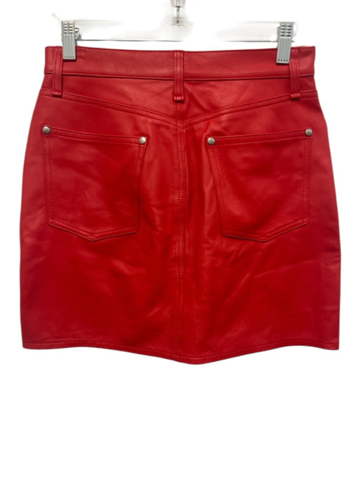 Rag & Bone Size 26 Red Lamb leather Zip & Button Pockets Mini Skirt Red / 26