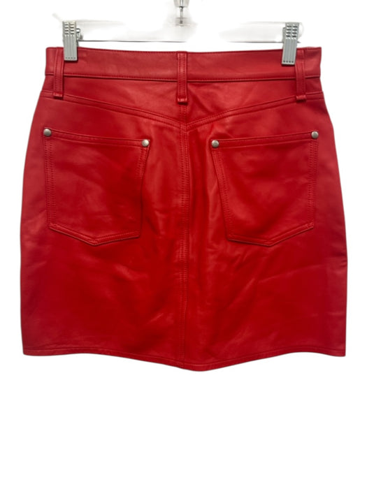Rag & Bone Size 26 Red Lamb leather Zip & Button Pockets Mini Skirt Red / 26