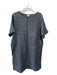 Eileen Fisher Size S Dark Gray Print Linen Horizontal Stripes Wide Dress Dark Gray Print / S