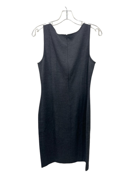 St. John Size 6 Charcoal Gray Wool & Rayon Sleeveless Wide Neck Back Zip Dress Charcoal Gray / 6