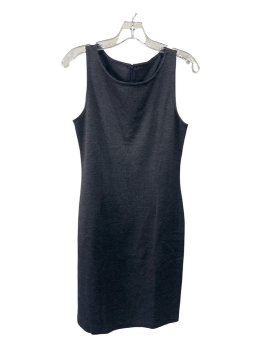 St. John Size 6 Charcoal Gray Wool & Rayon Sleeveless Wide Neck Back Zip Dress Charcoal Gray / 6