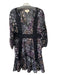 Moulinette Soeurs Size 6 Black Print Cotton Floral Lace Panel Long Sleeve Dress Black Print / 6