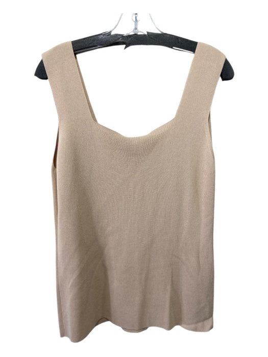 Escada Size 46/XL Beige Rayon Blend Square Neck Sleeveless Knit Top Beige / 46/XL