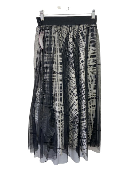 Weekend Max Mara Size XS Black & White Polyester Mesh Overlay Side Zip Skirt Black & White / XS