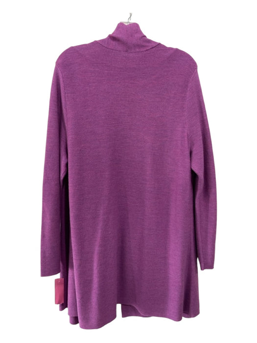 Eileen Fisher Purple Merino Wool Open Front Long Sleeve Jacket Set Purple / XL