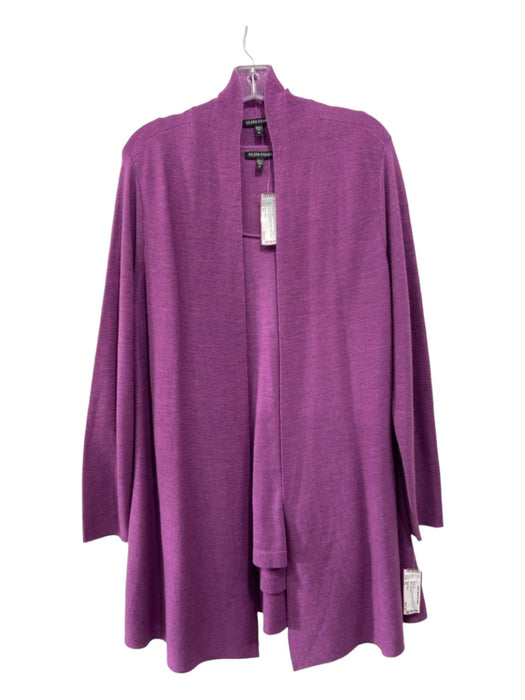 Eileen Fisher Purple Merino Wool Open Front Long Sleeve Jacket Set Purple / XL