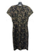 Michael Kors Size 4 Black & Gold Jacquard Floral Cap Sleeve Midi Dress Black & Gold / 4