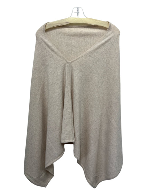 Alashan Beige Cashmere Wide Neck Drape Poncho Beige / One Size