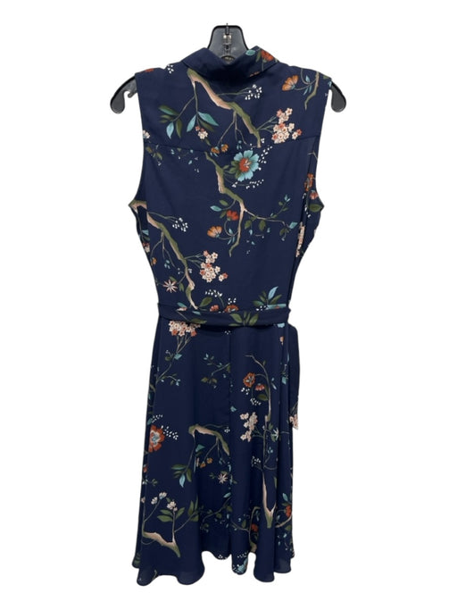 Nanette Lepore Size 8 Navy, Green, Brown Polyester Pleated Front Floral Dress Navy, Green, Brown / 8