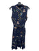 Nanette Lepore Size 8 Navy, Green, Brown Polyester Pleated Front Floral Dress Navy, Green, Brown / 8