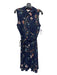 Nanette Lepore Size 8 Navy, Green, Brown Polyester Pleated Front Floral Dress Navy, Green, Brown / 8