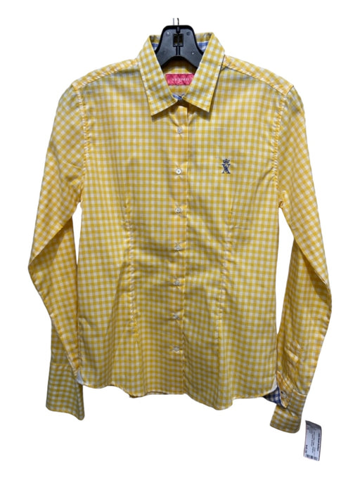 Vicomte A. Size 2/M Yellow & White Cotton Gingham Button Up Collared Top Yellow & White / 2/M