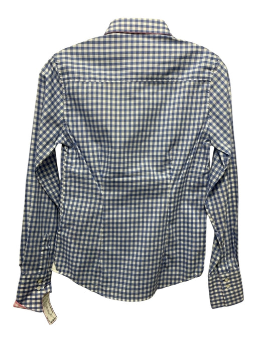 Vicomte A. Size 1/S Blue & White Cotton Gingham Button Up Collared Top Blue & White / 1/S