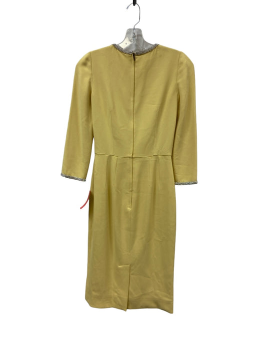 Dolce & Gabbana Size 36 Pale Yellow Viscose Blend Long Sleeve Rhinestone Dress Pale Yellow / 36