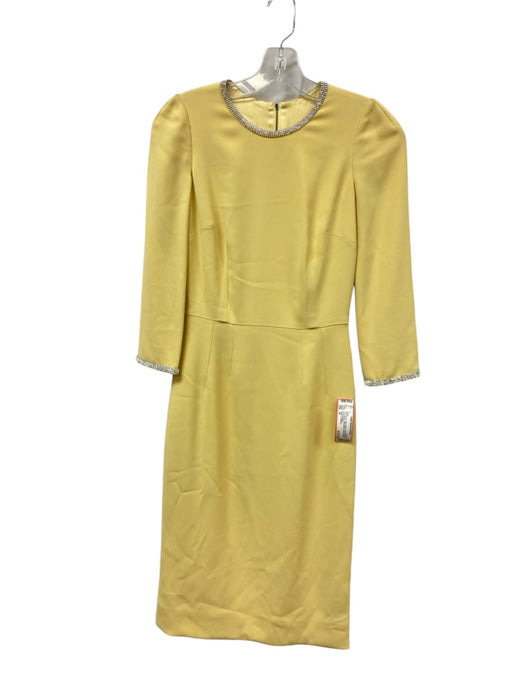 Dolce & Gabbana Size 36 Pale Yellow Viscose Blend Long Sleeve Rhinestone Dress Pale Yellow / 36