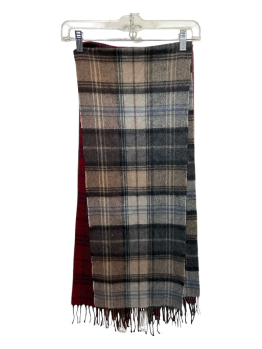 Dior Red & Navy Wool Blend Plaid Men's Scarf