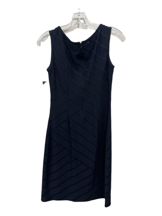 St John Collection Size 4 Black Wool Blend Sleeveless Back Zip Boat Neck Dress Black / 4