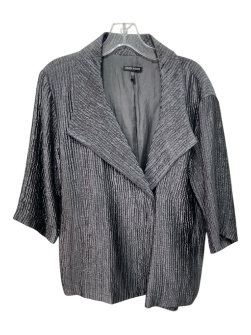 Eileen Fisher Size S Charcoal Gray Silk & Acrylic Taffeta Textured Jacket Charcoal Gray / S