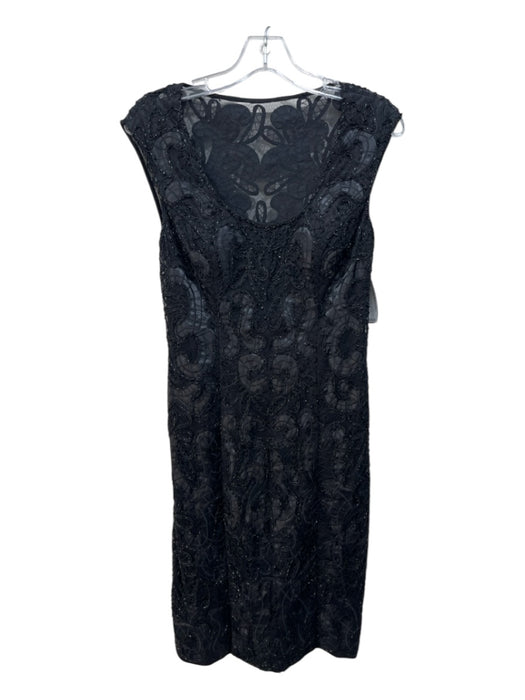 Sue Wong Size 4 Black Nylon Scoop Neck Beaded Lace Sleeveless Dress Black / 4