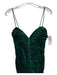 Tadashi Shoji Size M Green Polyester Velvet Ruched Back Zip Spaghetti Strap Gown Green / M