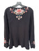 Johnny Was Size M/L Black & Multi Cotton Waffle Knit Floral Embroidery Top Black & Multi / M/L