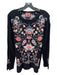 Johnny Was Size M/L Black & Multi Cotton Waffle Knit Floral Embroidery Top Black & Multi / M/L