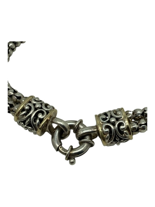 Gabrielle Bruni Silver 925 & 14k Gold trim Beaded Rope Lobster Clasp Bracelet Silver