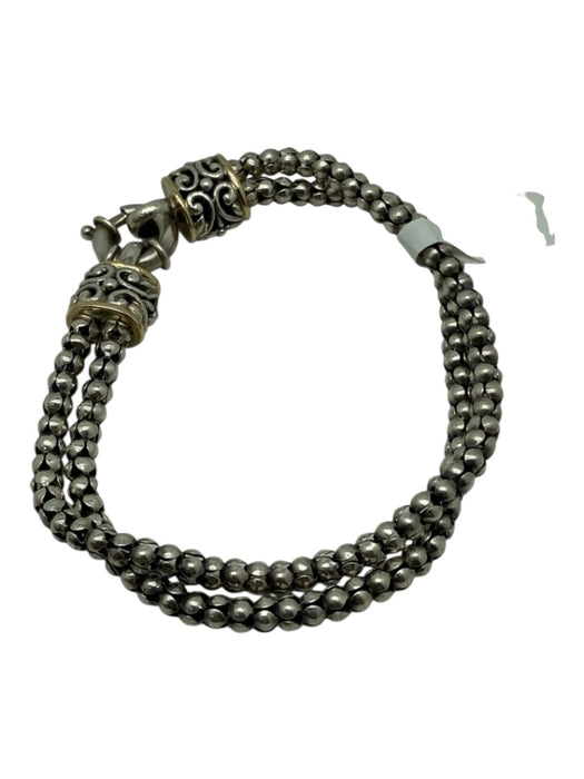 Gabrielle Bruni Silver 925 & 14k Gold trim Beaded Rope Lobster Clasp Bracelet Silver