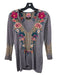Johnny Was Size Small Mauve, Teal & Multi Cotton Long Sleeve V Neck Top Mauve, Teal & Multi / Small