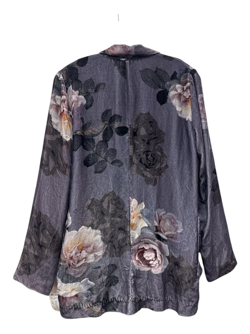 Johnny Was Size Small Purple Black & White Rayon & Silk Velvet One Button Jacket Purple Black & White / Small