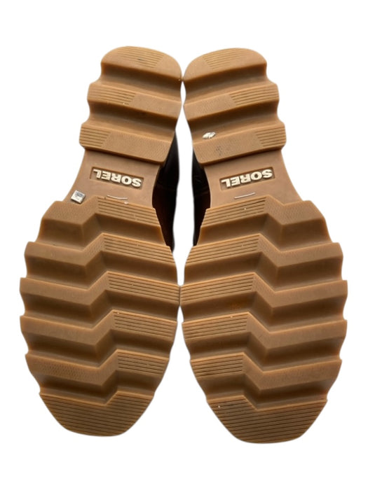 Sorel Shoe Size 6.5 Brown Leather round toe Zip Lug Sole Platform Booties Brown / 6.5
