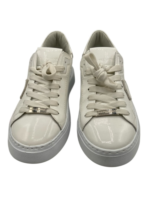 Philippe Model Shoe Size 37 White Patent Leather round toe Logo Patch Sneakers White / 37