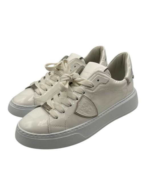 Philippe Model Shoe Size 37 White Patent Leather round toe Logo Patch Sneakers White / 37