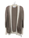 Brodie Size L Brown & Cream Cashmere Rib Knit Ribbed Panel Patch Pocket Cardigan Brown & Cream / L