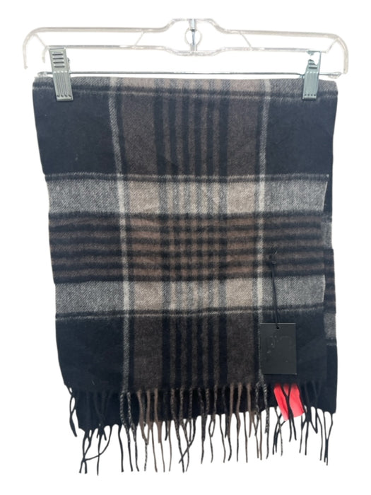 Jos. A Bank Brown, Black & White Cashmere Plaid Fringe Rectangle scarf Brown, Black & White / Medium