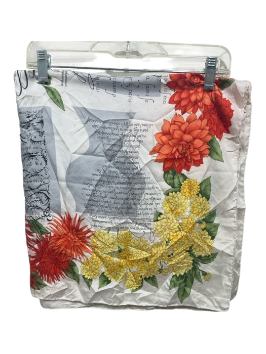 Longchamp White, Red & Multi Silk Floral Square Words scarf White, Red & Multi / Medium