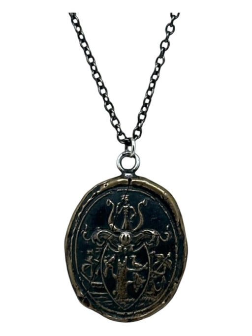 Pyrrha Pewter & Gold 925 Silver Coated Chain Sigil Pendant Necklace Pewter & Gold